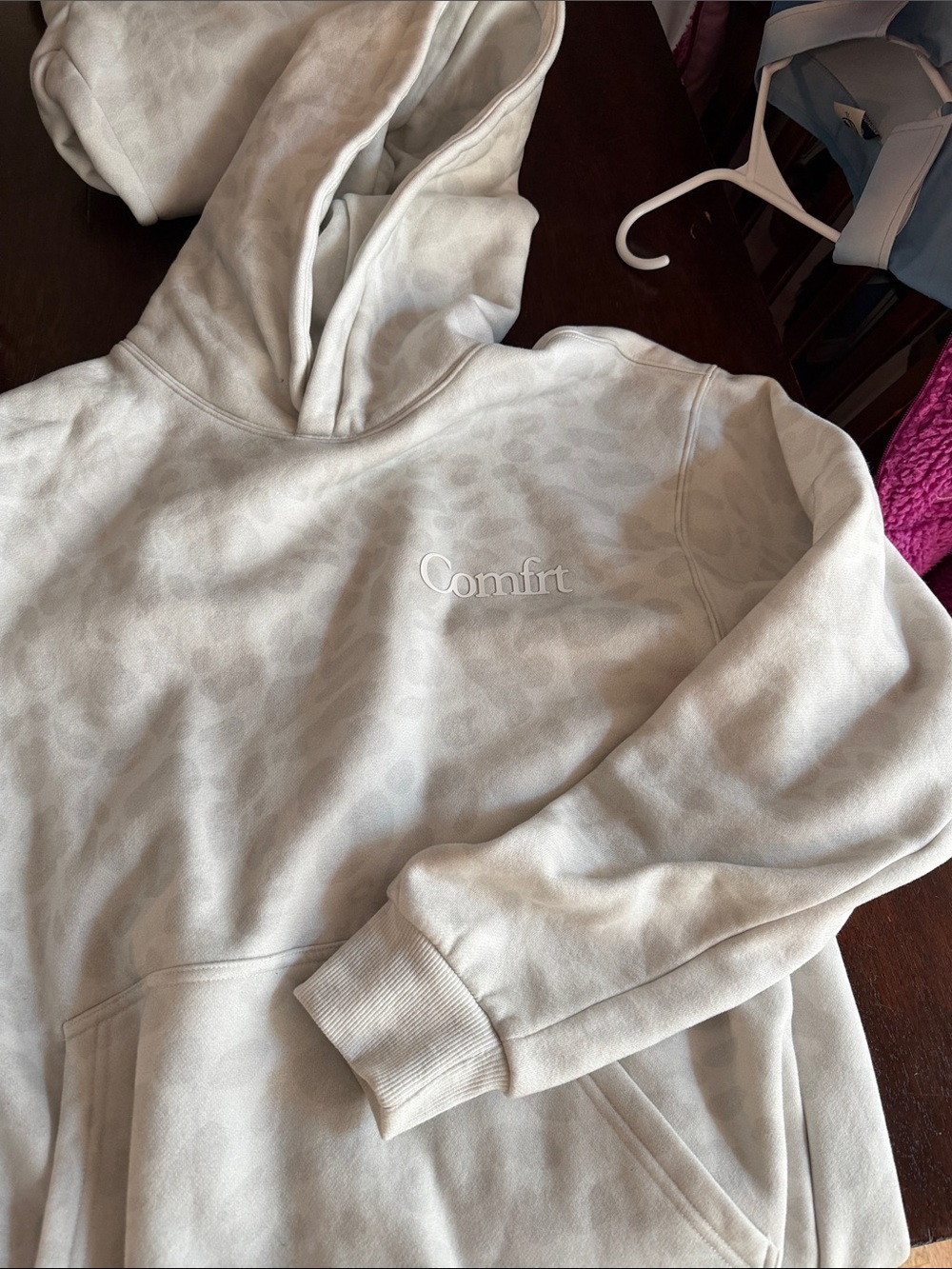 Soft Cream 'Comfort' Embroidered Hoodie